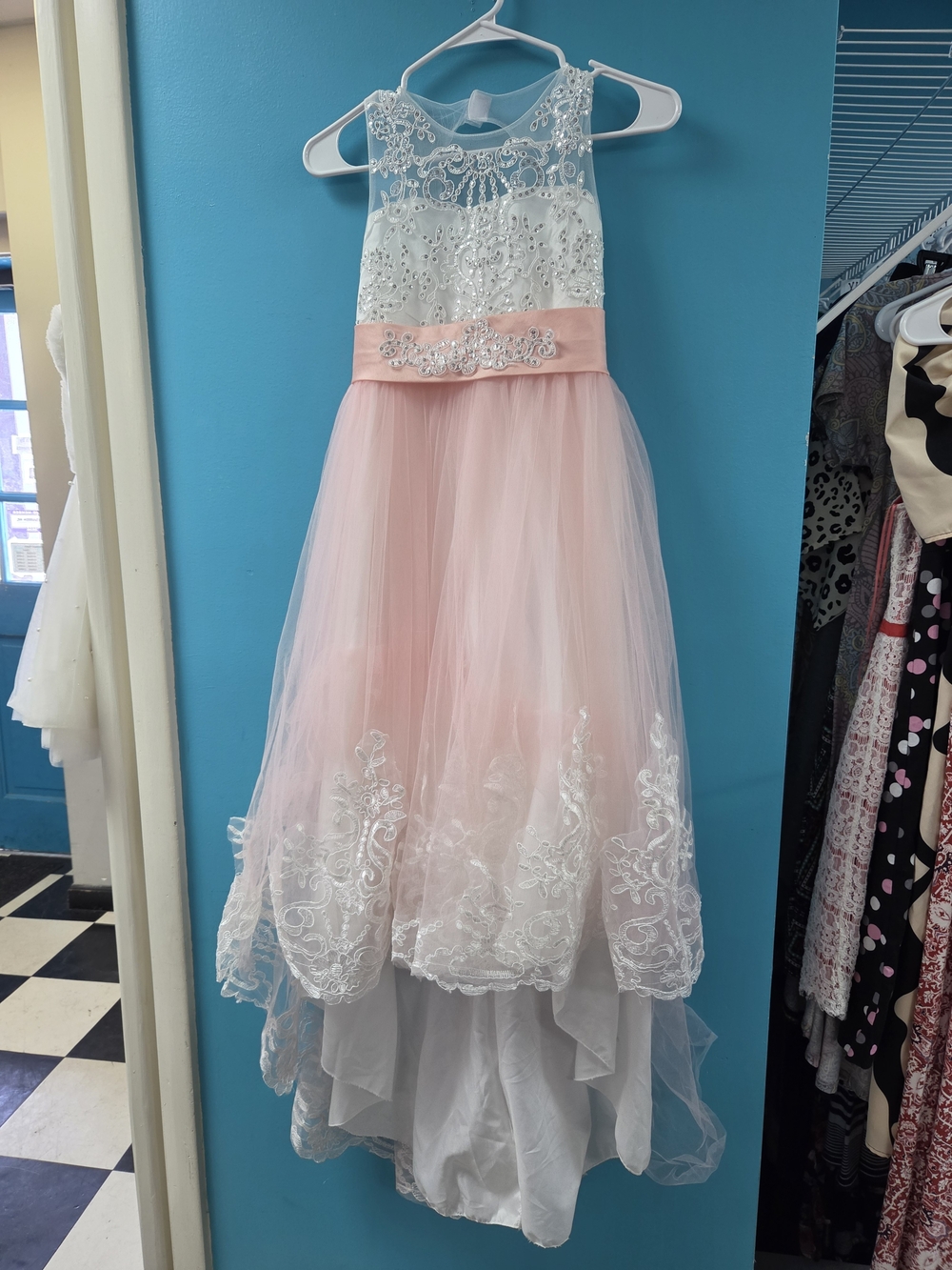 Girls' Sparkle Lace and Tulle Dress - Pink & White